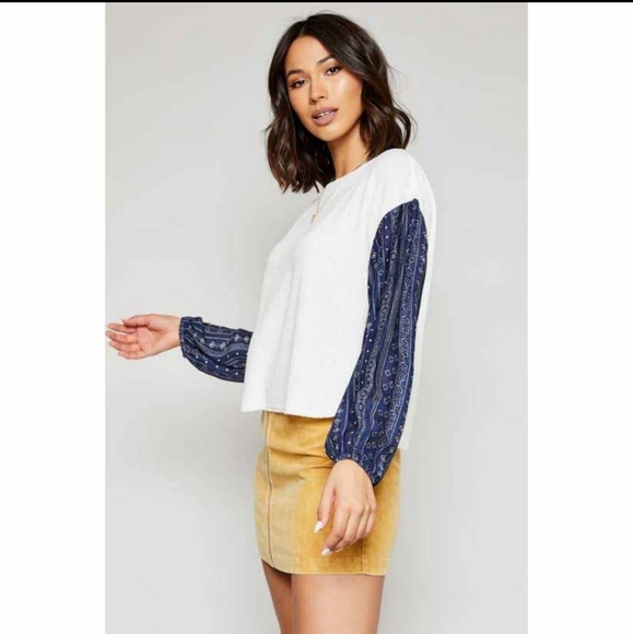 Sadie & Sage Ballon Sleeve Multi Print Top - Picture 7 of 7